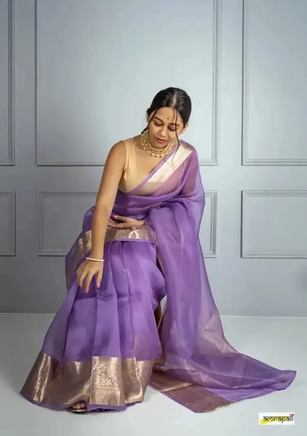Lovely_Violet_Organza_Weaving_Border_Saree_with_Unstitched_Blouse