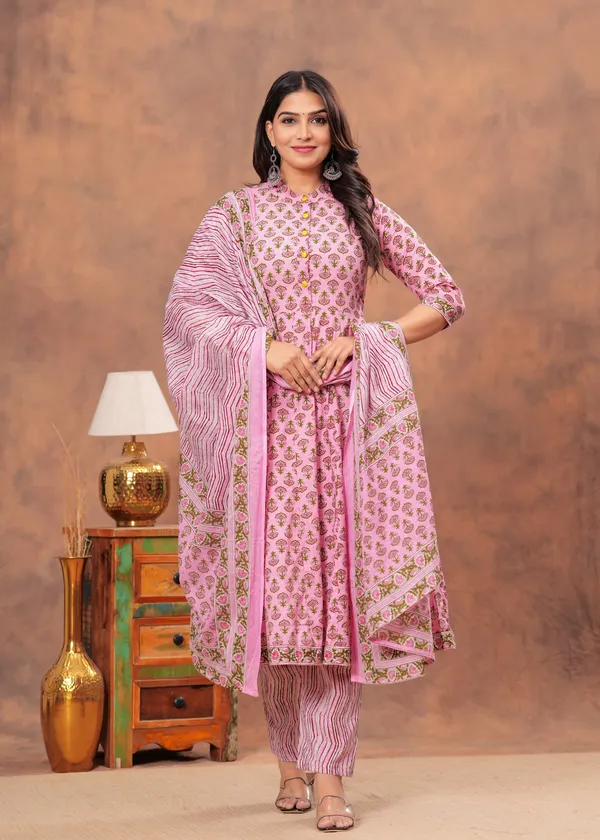 Light_Pink_Anarkali__Kurti_Pant_set_With_Dupatta