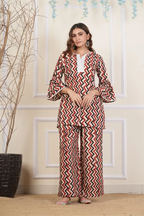 Red,_Peach_&_Black_Plazo_Kurti_(Cotton)_Pack_of_2_Pieces