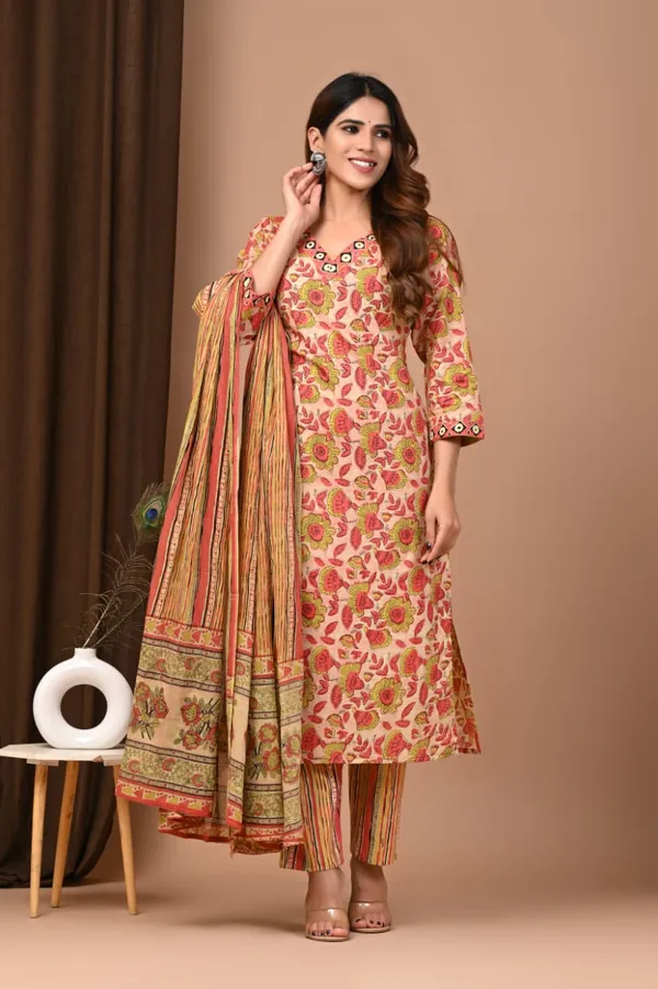 Mustard_and_red_with_mehndi_colour_Pure_Cotton_Suit_with_Mulmul_Duptta_(3_Piece)