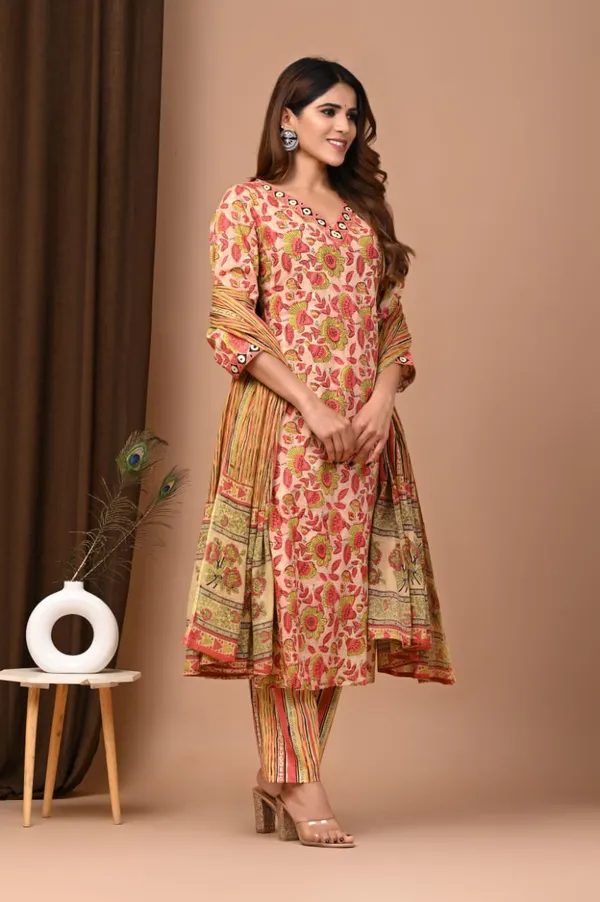 Mustard_and_red_with_mehndi_colour_Pure_Cotton_Suit_with_Mulmul_Duptta_(3_Piece)