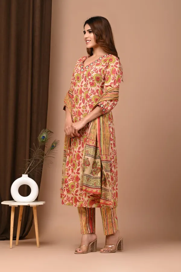 Mustard_and_red_with_mehndi_colour_Pure_Cotton_Suit_with_Mulmul_Duptta_(3_Piece)