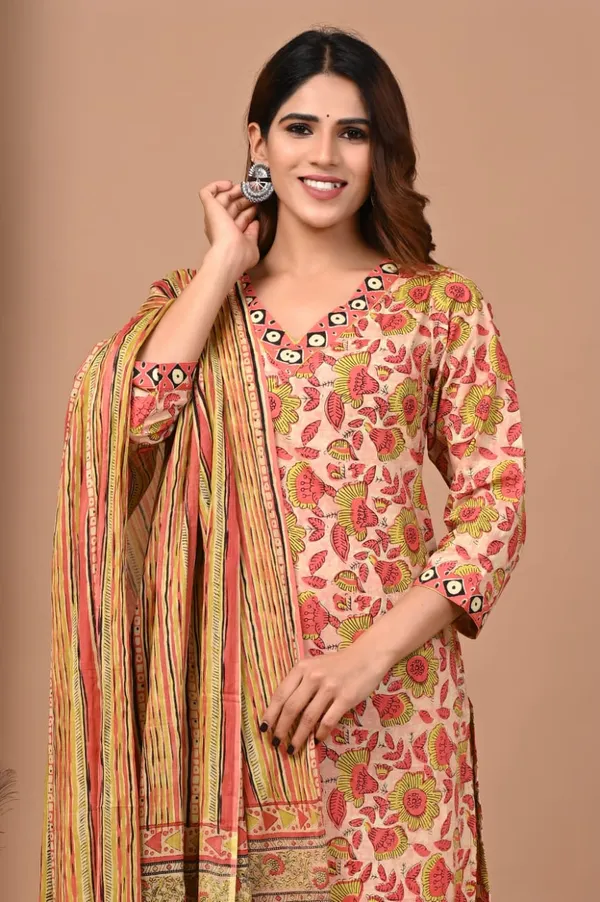 Mustard_and_red_with_mehndi_colour_Pure_Cotton_Suit_with_Mulmul_Duptta_(3_Piece)