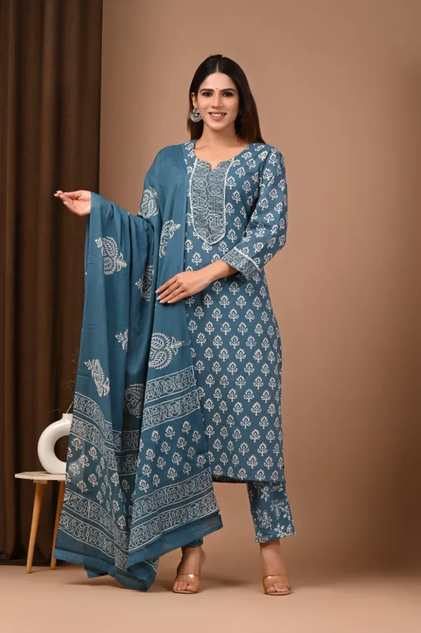 Tale_Blue_with_White_colour_Pure_Cotton_Suit_with_Mulmul_Duptta_(3_Piece)