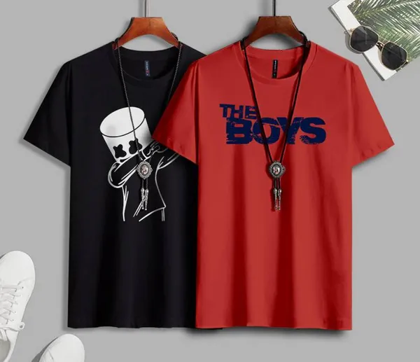 Pack_Of_2_Black_&_Red_Polyester_Printed_T-Shirt_For_Men