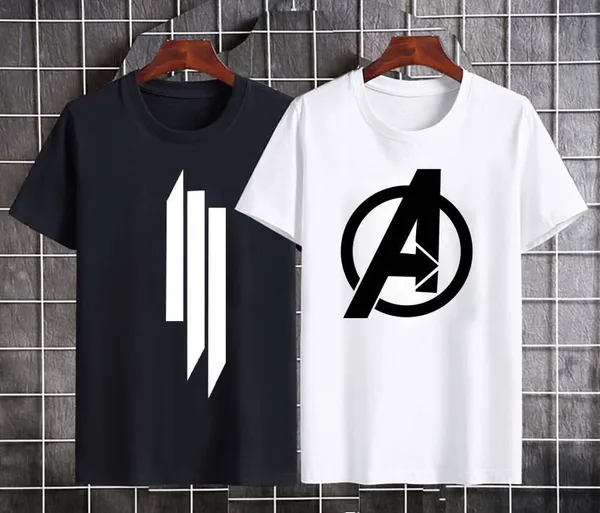 Pack_Of_2_Black_&_White_Polyester_Graphic_Print_T-Shirt_For_Men