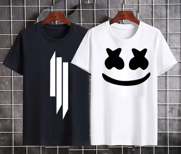 Pack_Of_2_Black_&_White_Polyester_Printed_T-Shirt_For_Men
