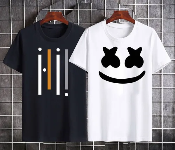 Pack_Of_2_Black_&_White_Polyester_Graphic_Print_T-Shirt_For_Men