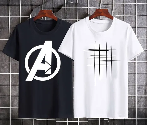 Pack_Of_2_Black_&_White_Polyester_Graphic_Print_T-Shirt_For_Men