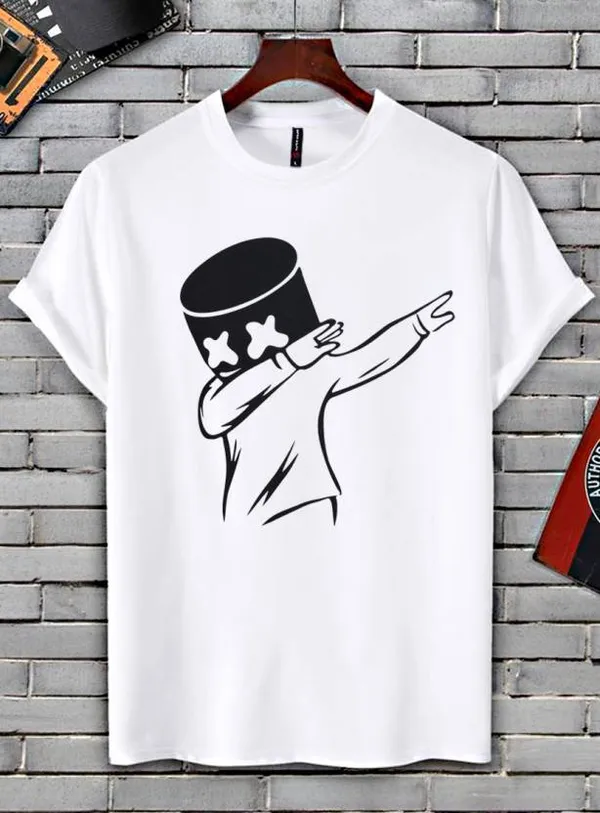 Pack_Of_2_Black_&_White_Polyester_Graphic_Print_T-Shirt_For_Men