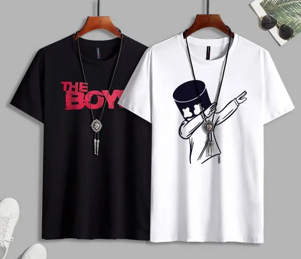 Pack_Of_2_Black_&_White_Polyester_Graphic_Print_T-Shirt_For_Men