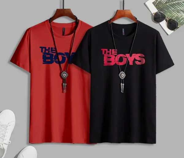 Pack_Of_2_Black_&_Red_Polyester_Typography_T-Shirt_For_Men