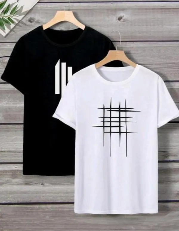 Pack_Of_2_Black_&_White_Polyester_Graphic_Print_T-Shirt_For_Men