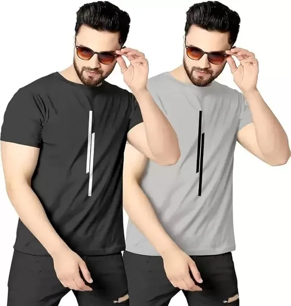 Pack_Of_2_Black_&_Grey_Polyester_Printed_T-Shirt_For_Men