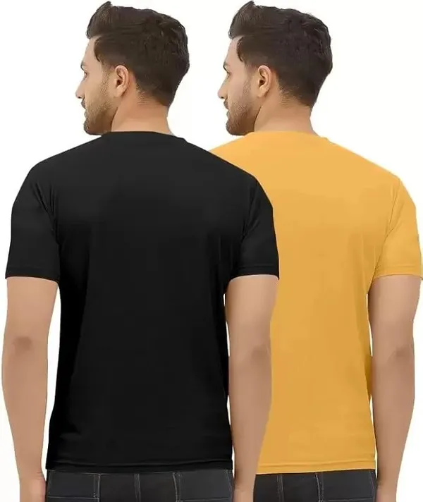 Pack_Of_2_Black_&_Mustard_Polyester_Graphic_Print_T-Shirt_For_Men