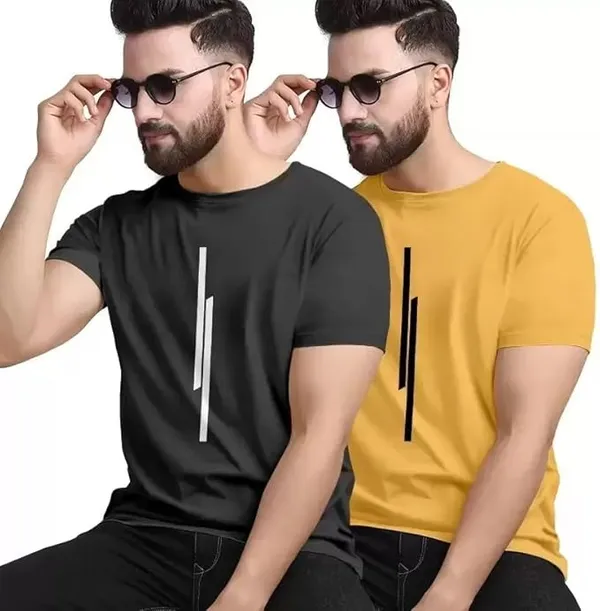 Pack_Of_2_Black_&_Mustard_Polyester_Graphic_Print_T-Shirt_For_Men