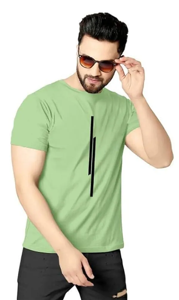 Pack_Of_2_Pista_&_White_Self_Design_Polyester_Round_Neck_T-Shirt_For_Men