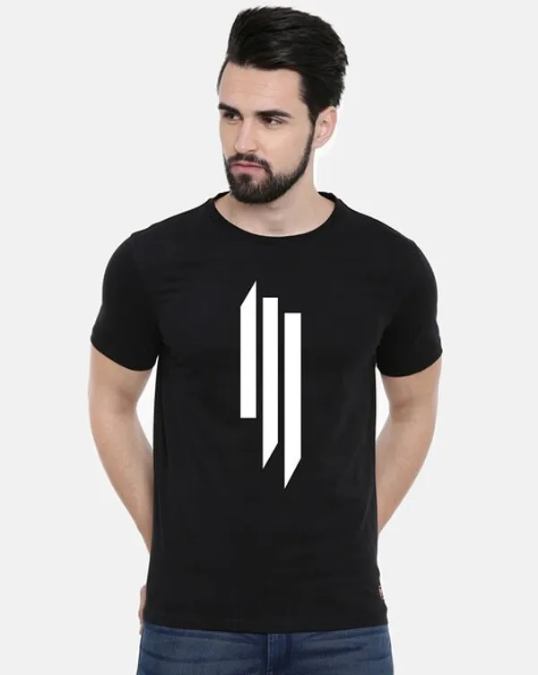 Pack_Of_2_White_&_Black_Self_Design_Polyester_Round_Neck_T-Shirt_For_Men