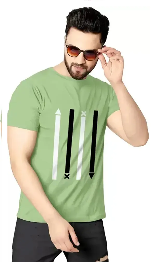 Pack_Of_2_Pista_&_Black_Self_Design_Polyester_Round_Neck_T-Shirt_For_Men