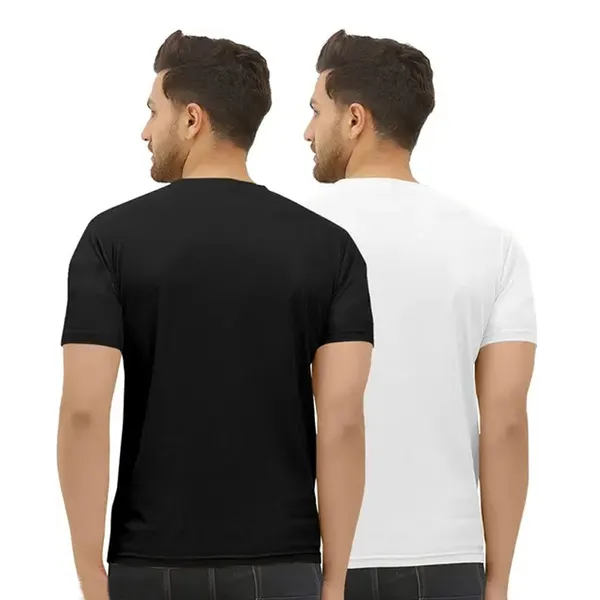 Pack_Of_2_White_&_Black_Self_Design_Polyester_Round_Neck_T-Shirt_For_Men