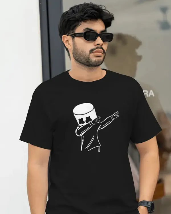 Pack_Of_2_Mustard_&_Black_Round_Neck_Polyester_Graphic_Print_T-Shirt_For_Men