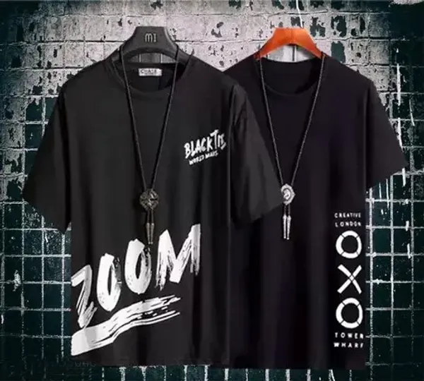 Pack_Of_2_Black_Round_Neck_Polyester_Graphic_Print_T-Shirt_For_Men