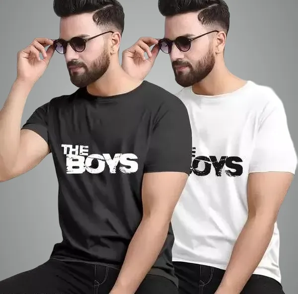Pack_Of_2_Black_&_White_Polyester_Printed_T-Shirt_For_Men