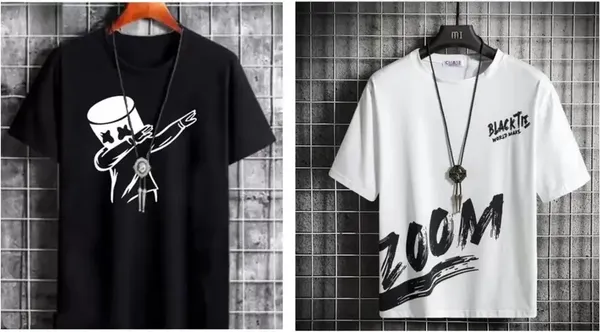 Pack_Of_2_Black_&_White_Polyester_Graphic_Print_T-Shirt_For_Men