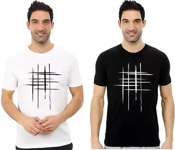 Pack_Of_2_Black_&_White_Polyester_Graphic_Print_T-Shirt_For_Men