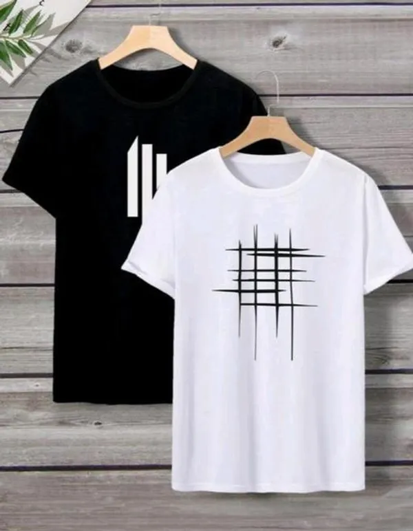 Pack_Of_2_Black_&_White_Polyester_Graphic_Print_T-Shirt_For_Men