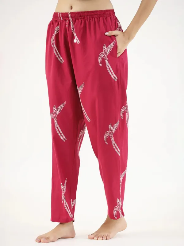 Red_BirdCotton_kurti_Pajama_Set_For_Women