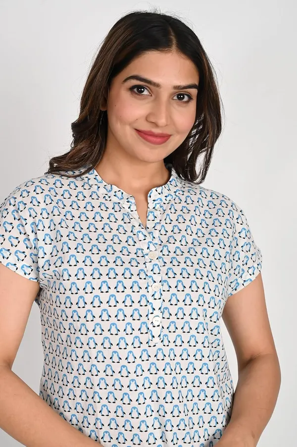 Penguin_White_Cotton_kurti_Pajama_Set_For_Women