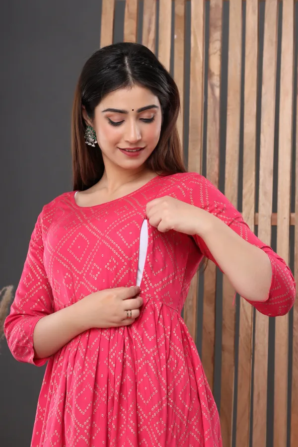 Pink_Bandhje_Printed_Rayon_Maternity_Feeding_Anarkali_Gown_|_A-Line_Feeding_Dress_For_Women
