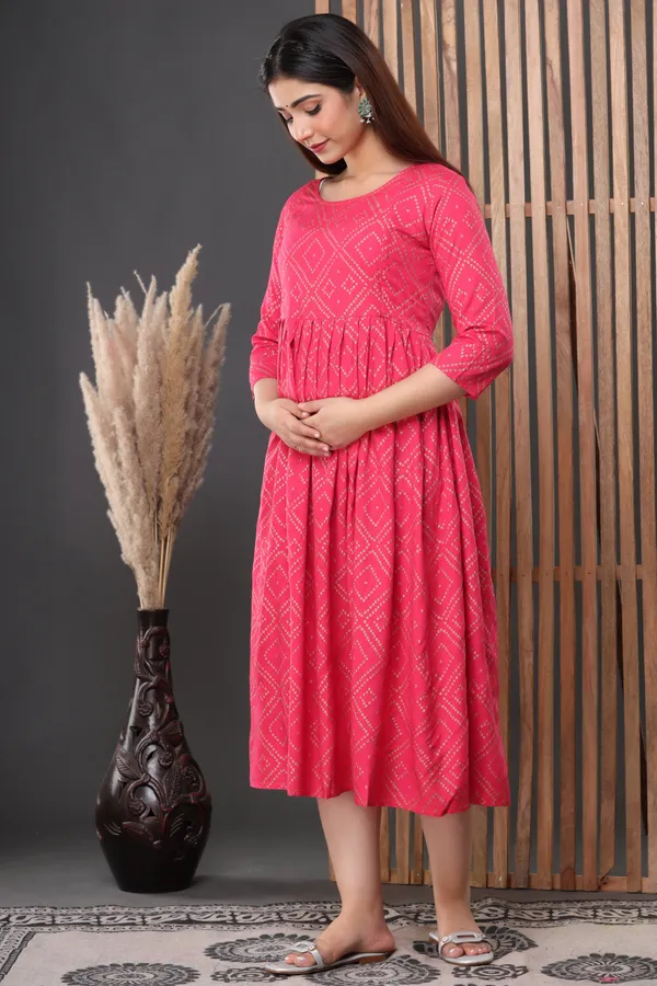 Pink_Bandhje_Printed_Rayon_Maternity_Feeding_Anarkali_Gown_|_A-Line_Feeding_Dress_For_Women