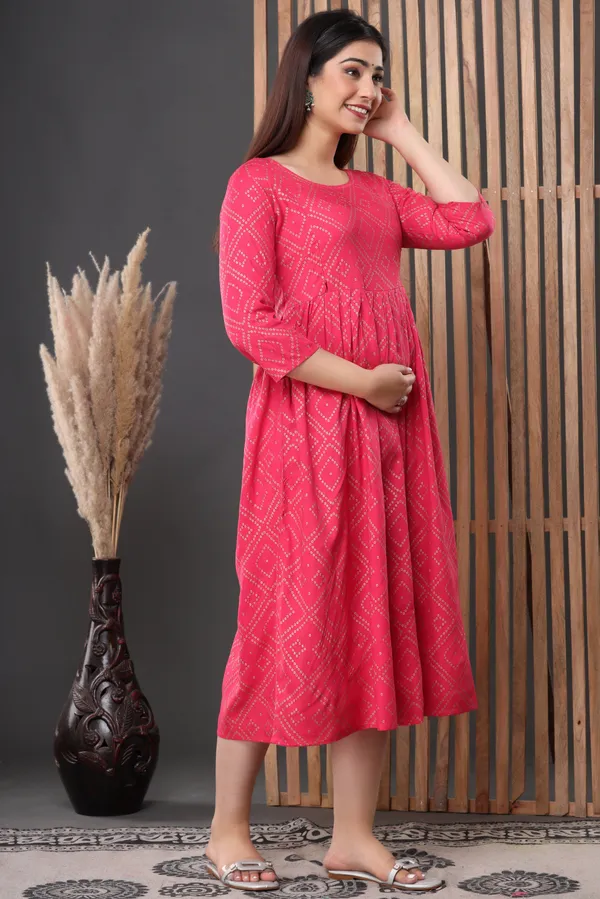 Pink_Bandhje_Printed_Rayon_Maternity_Feeding_Anarkali_Gown_|_A-Line_Feeding_Dress_For_Women