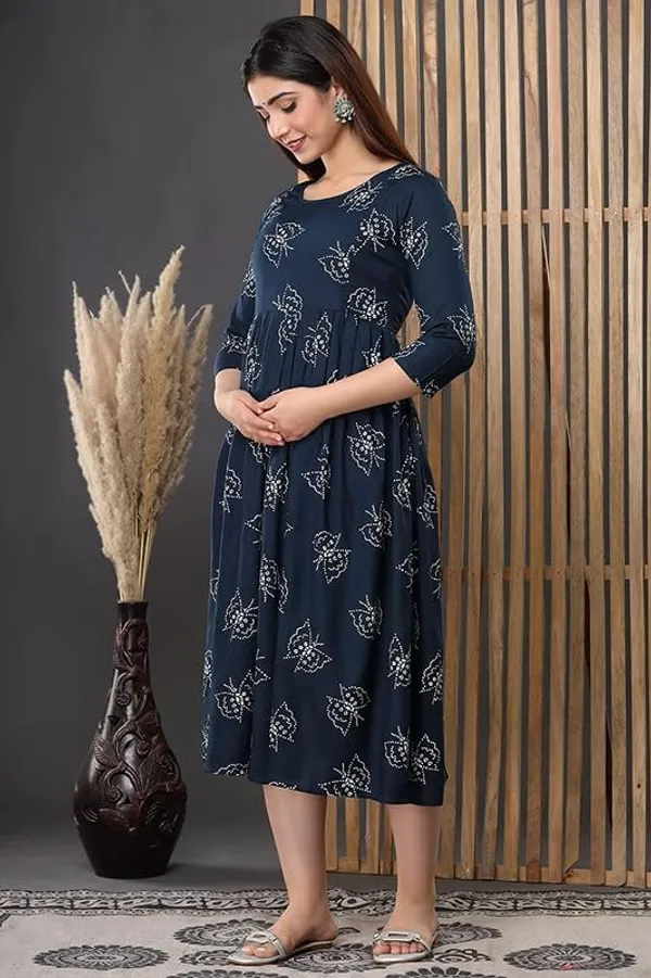 Blue_Butterfly_Printed_Rayon_Maternity_Feeding_Anarkali_Gown_|_A-Line_Feeding_Dress_For_Women