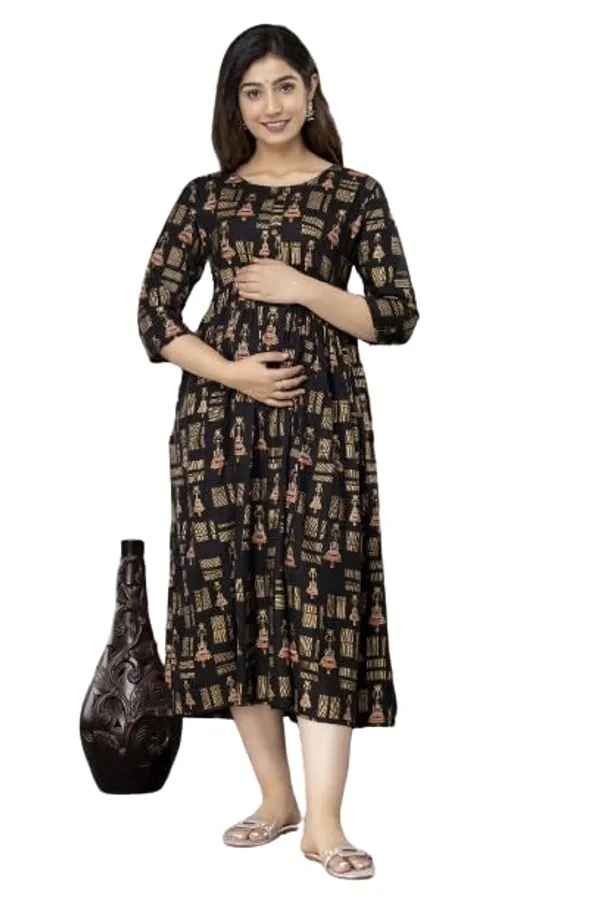 Black_Gudagudi_Printed_Rayon_Maternity_Feeding_Anarkali_Gown_|_A-Line_Feeding_Dress_For_Women