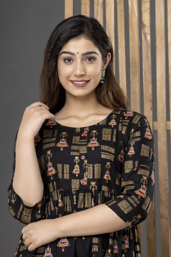 Black_Gudagudi_Printed_Rayon_Maternity_Feeding_Anarkali_Gown_|_A-Line_Feeding_Dress_For_Women