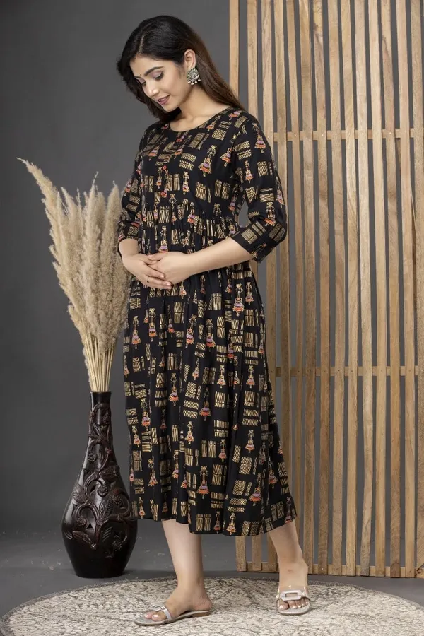 Black_Gudagudi_Printed_Rayon_Maternity_Feeding_Anarkali_Gown_|_A-Line_Feeding_Dress_For_Women