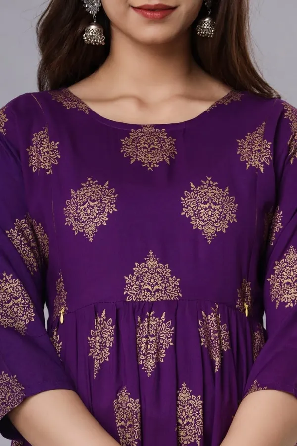 Purple_ButaPrinted_Rayon_Maternity_Feeding_Anarkali_Gown_|_A-Line_Feeding_Dress_For_Women