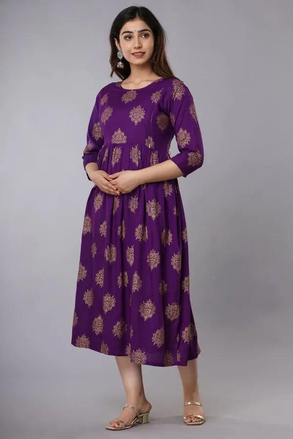 Purple_ButaPrinted_Rayon_Maternity_Feeding_Anarkali_Gown_|_A-Line_Feeding_Dress_For_Women