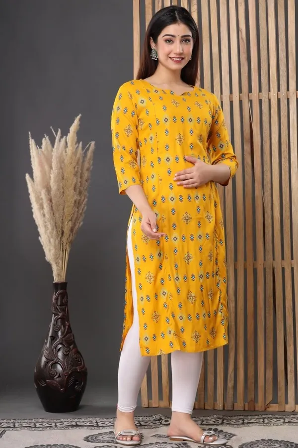Yellow_Printed_Rayon_Maternity_Feeding_Anarkali_Gown_|_A-Line_Feeding_Dress_For_Women