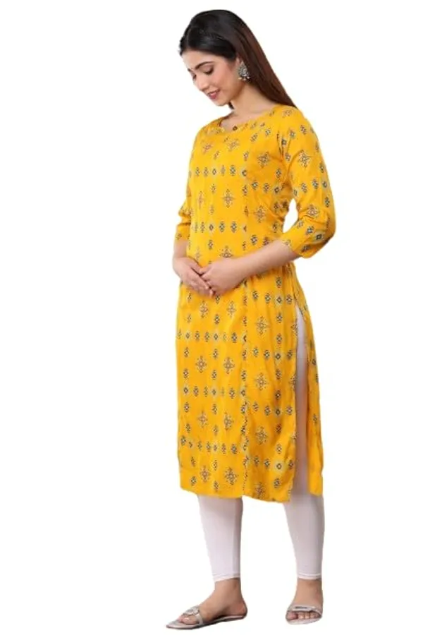 Yellow_Printed_Rayon_Maternity_Feeding_Anarkali_Gown_|_A-Line_Feeding_Dress_For_Women