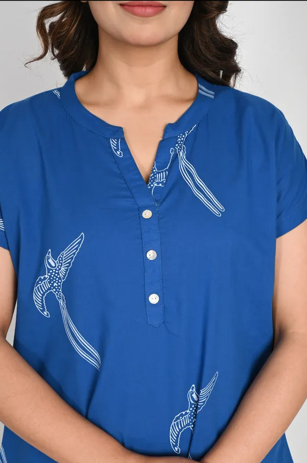 Blue_Bird_Cotton_kurti_Pajama_Set_For_Women
