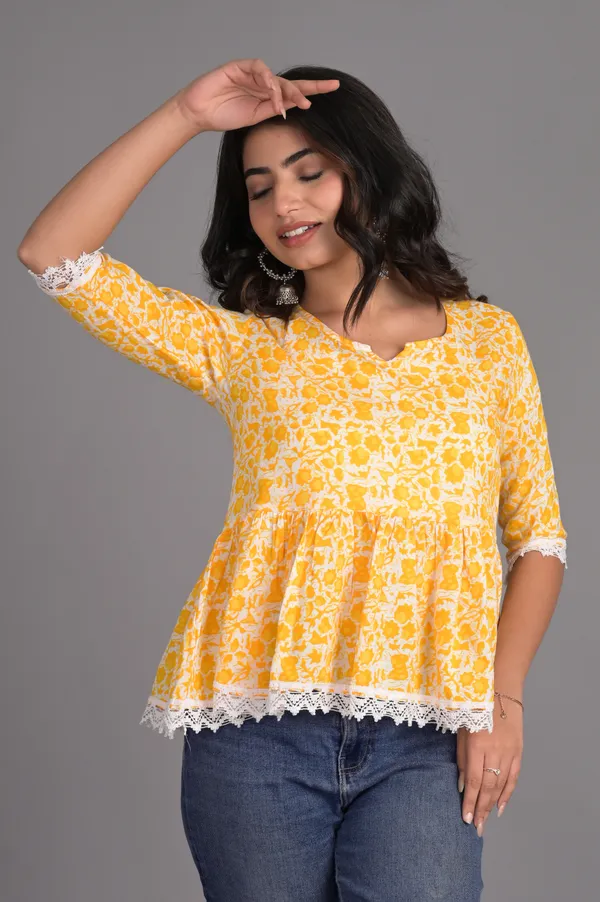 Orange_&_Yellow_Rayon_Floral_Printed_Short_Top|Push_PremiumFor_Women