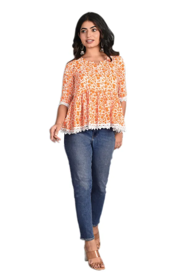 Orange_&_Yellow_Rayon_Floral_Printed_Short_Top|Push_PremiumFor_Women