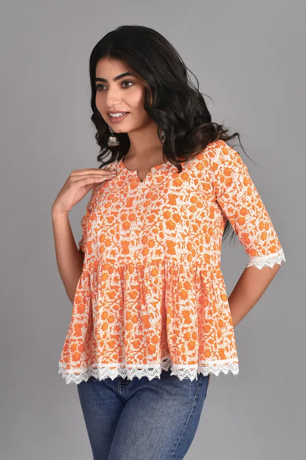 Orange_Rayon_Floral_Printed_Short_Top_For_Women