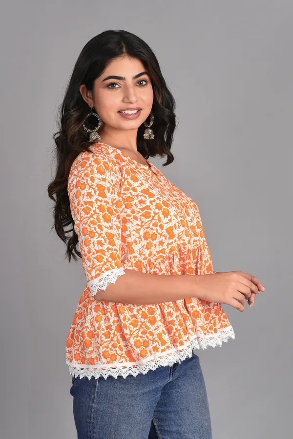 Orange_Rayon_Floral_Printed_Short_Top_For_Women