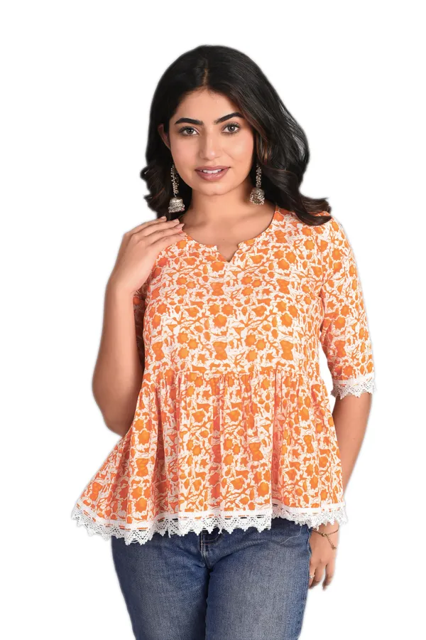 Orange_Rayon_Floral_Printed_Short_Top_For_Women