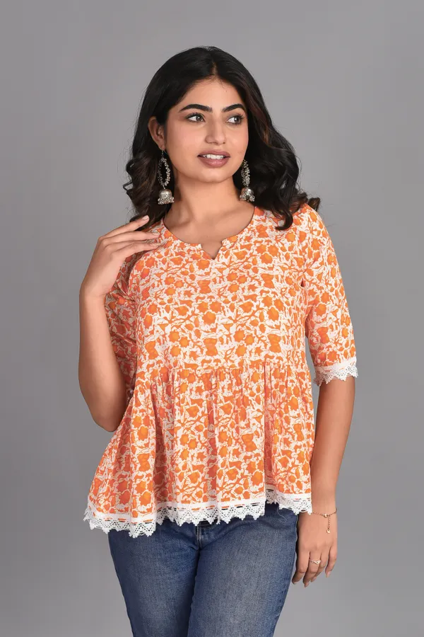 Orange_Rayon_Floral_Printed_Short_Top_For_Women